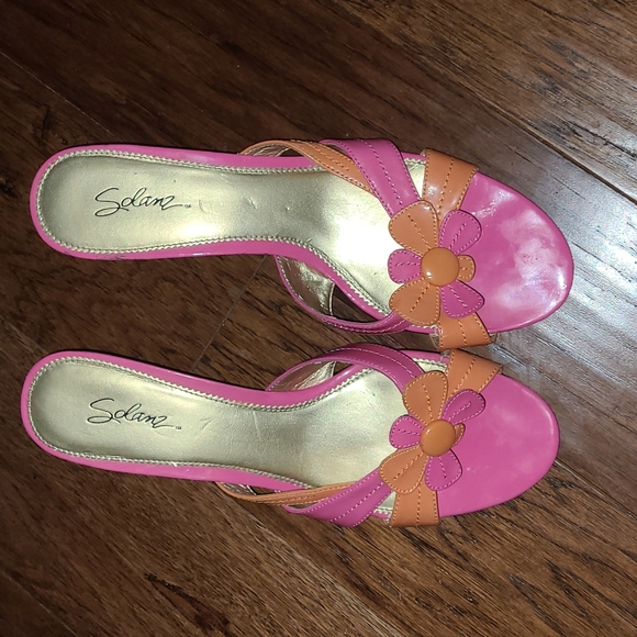 💕🧡Solanz Pink/Orange Daizie Mule💕🧡Size 11 - Picture 2 of 9